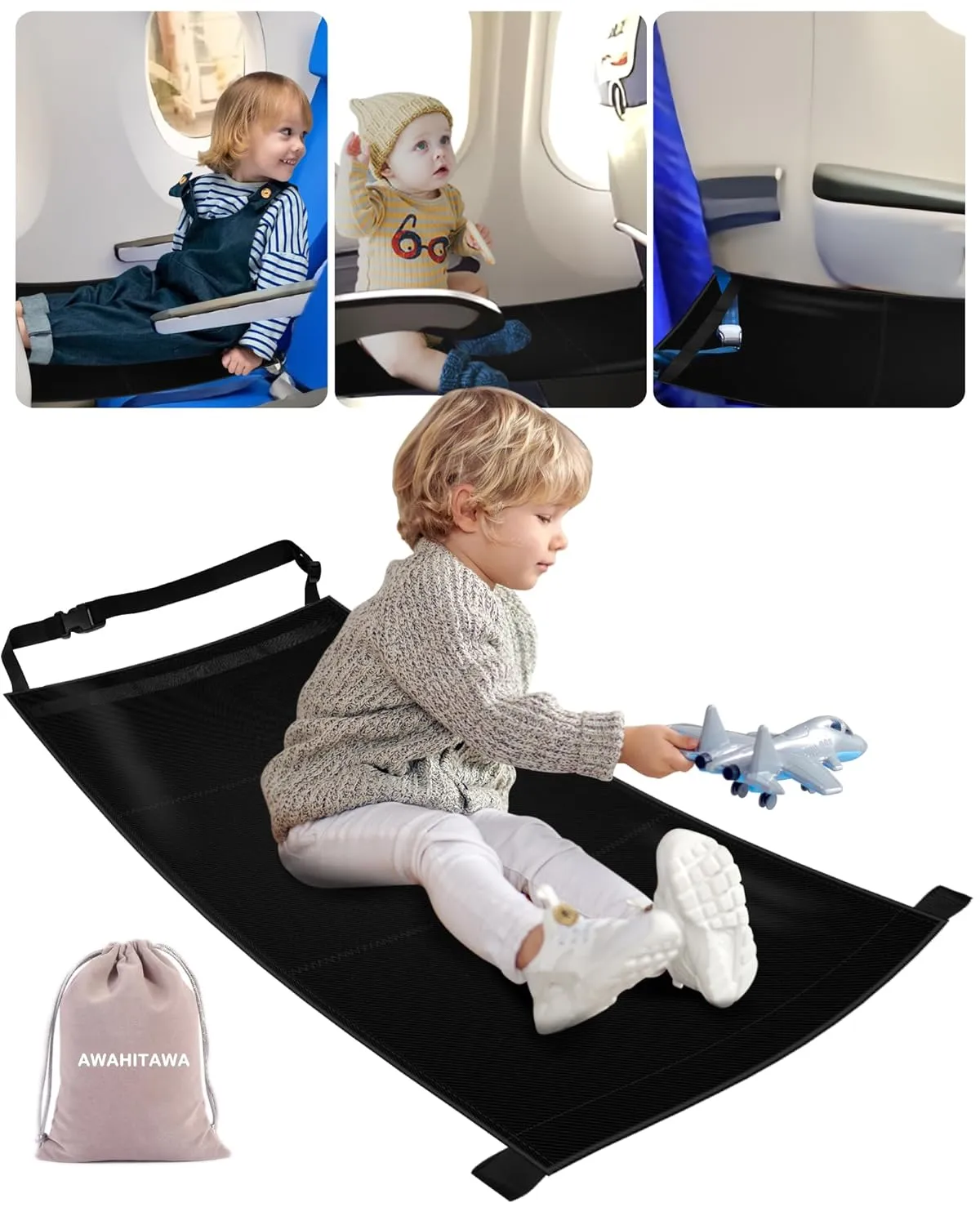 Toddler Travel Bed, Airplane Travel Seat Essentials Kids, Portable Toddler Bed, Baby Airplane Travel Cot Accessories, Airplane Must Haves for Toddlers