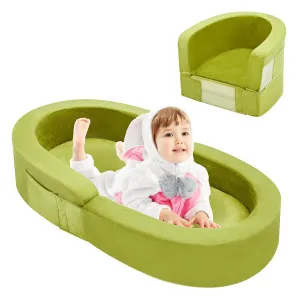 Toddler Travel Bed-Portable Toddler Bed, Foldable 2-in-1 Travel Toddler Bed Kids Sofa, Soft Foam Toddler Cot with Washable Cover, Convertible Sofa Bed for Toddler and Kids for Indoor&Outdoor Use