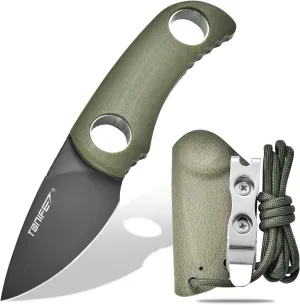 TONIFE Fixed Blade Knife 4.8cm, Mini Neck Knife with Kydex Sheath and Cord, EDC Portable Fixed Knife for Outdoor Survival