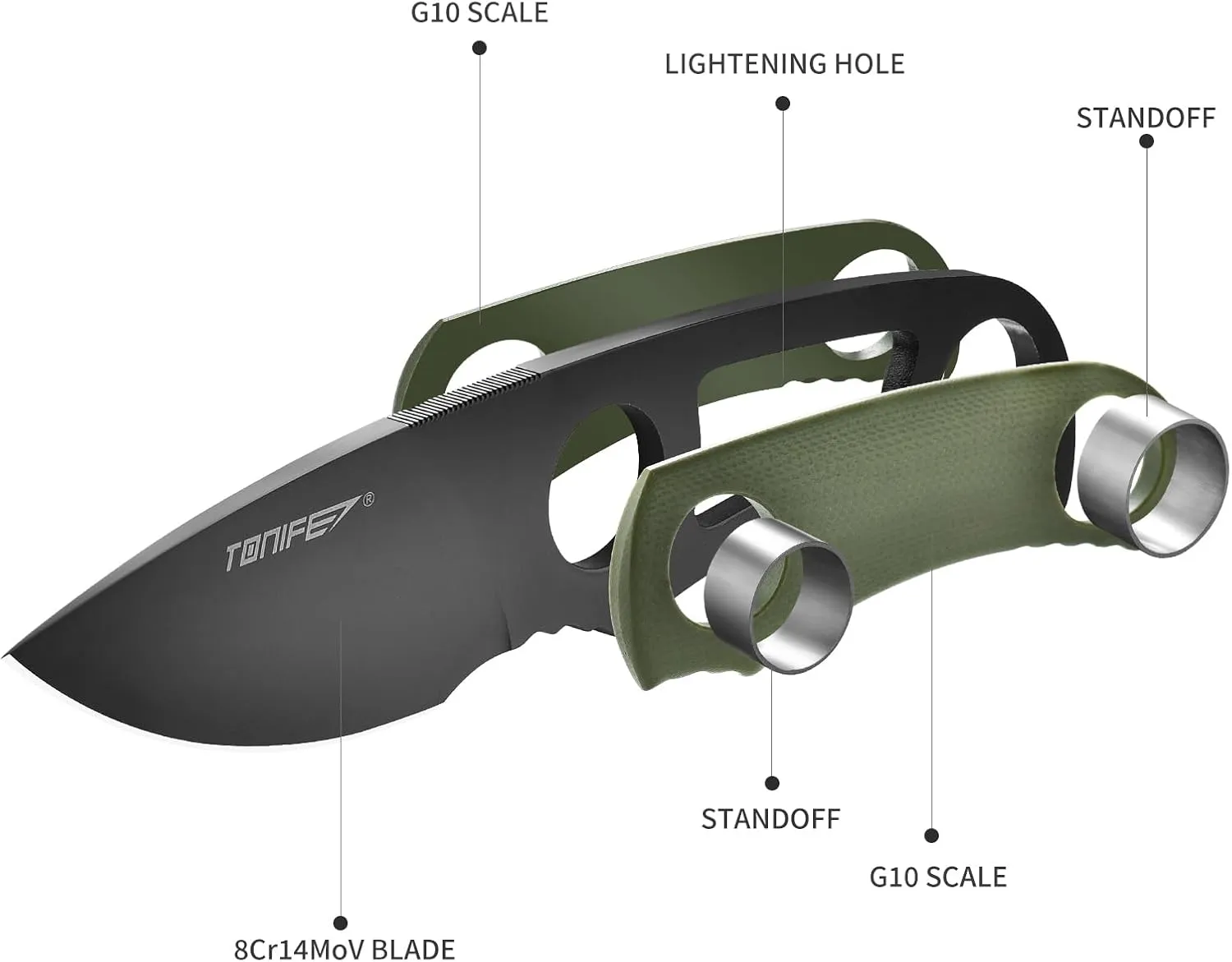 TONIFE Fixed Blade Knife 4.8cm, Mini Neck Knife with Kydex Sheath and Cord, EDC Portable Fixed Knife for Outdoor Survival