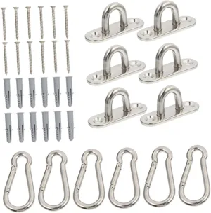 TOYANDONA Stainless Steel Eye Plate Hooks with Snap Clips and Screws for Secure Mounting Design High Durability for Boating and Outdoor Use