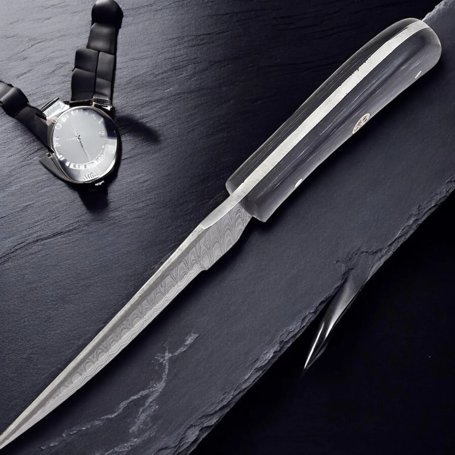TR-1168 Custom Handmade Damascus Steel 8 Inches Bushcraft Knife - Perfect Grip Engineered wood Handle