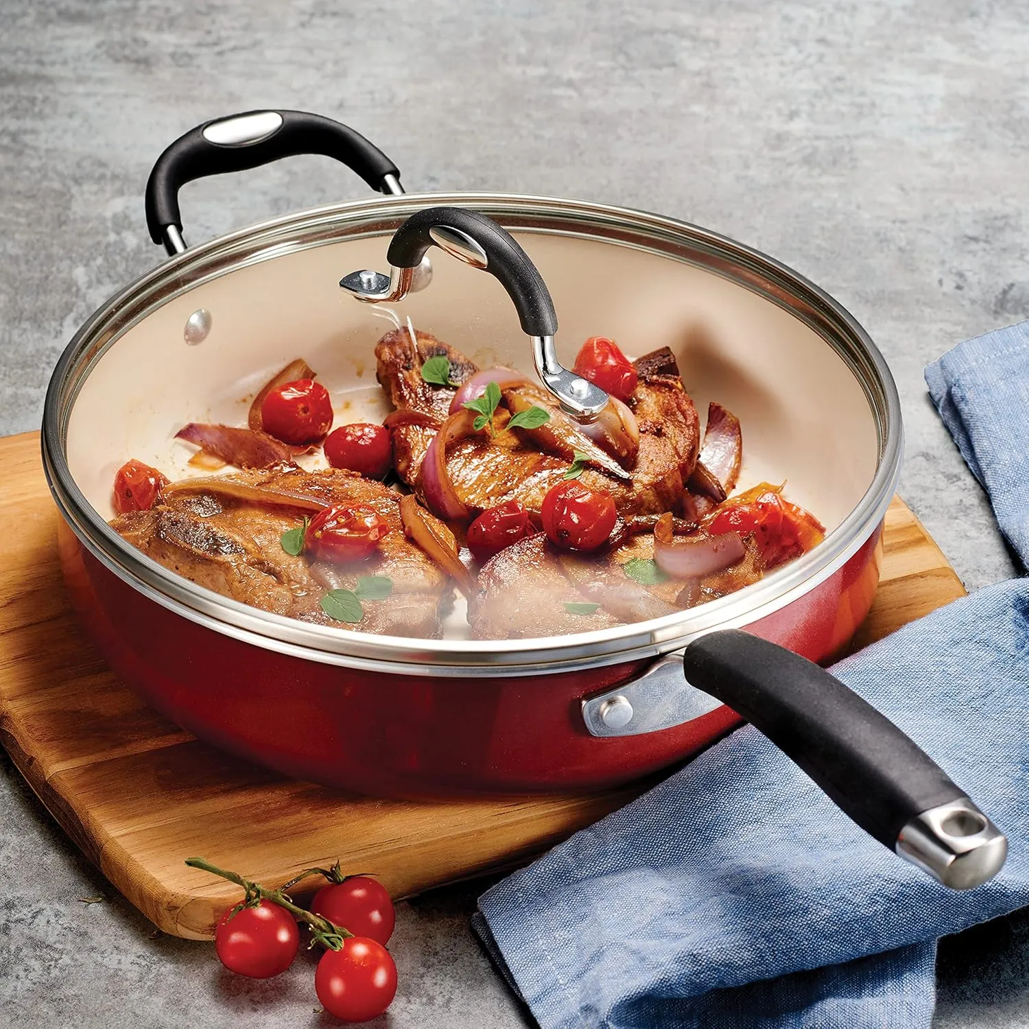 Tramontina 80110/045DS Style Ceramica 01 Covered Deep Skillet, 11-Inch, Metallic Copper