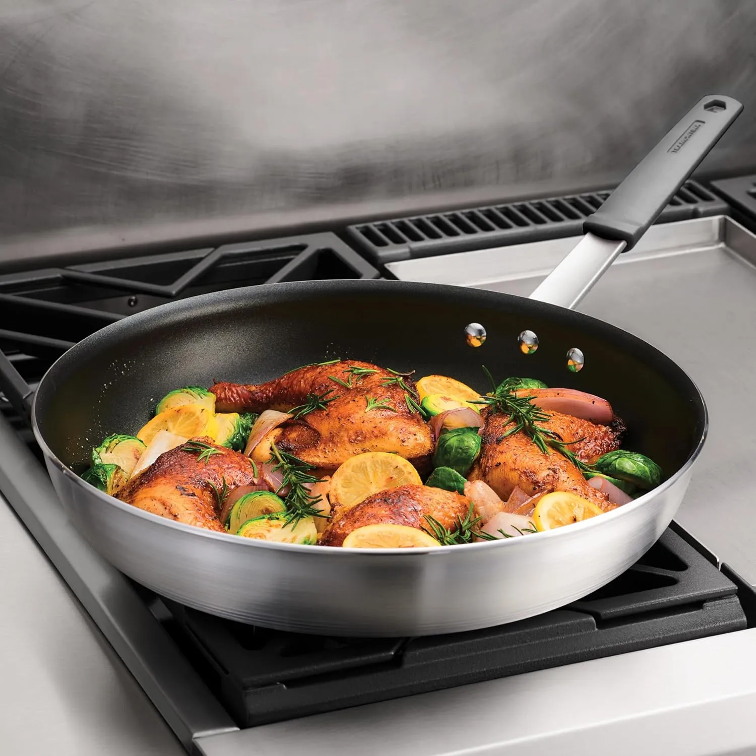 Tramontina Professional 14-Inch Non Stick Extra Large Frying Pan, Heavy-Gauge Aluminum Skillet with Reinforced Nonstick Coating, Gray Handle, Dishwasher and Oven Safe