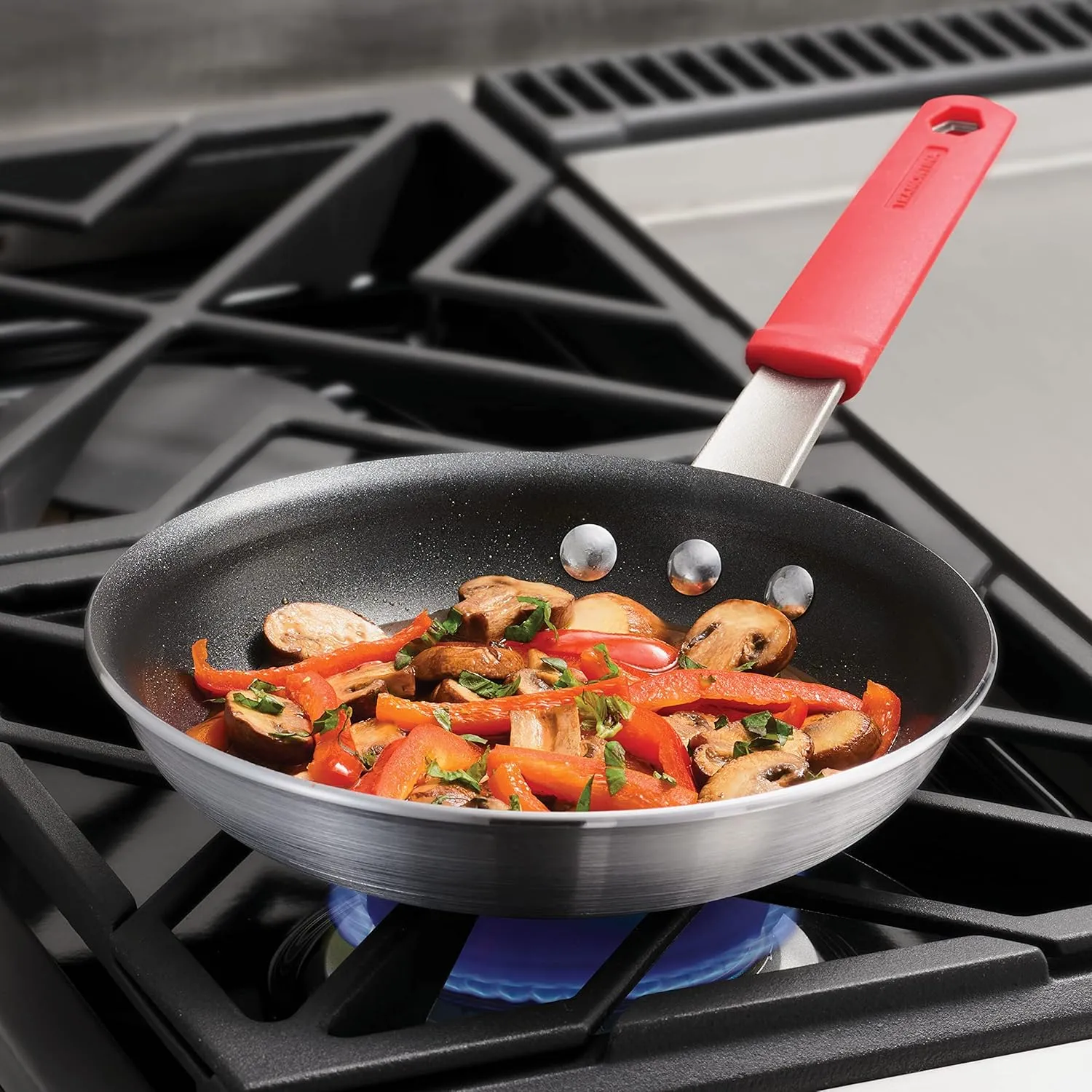 Tramontina Professional 8-Inch Non Stick Small Frying Pan, Heavy-Gauge Aluminum Skillet with Reinforced Nonstick Coating, Red Handle, Dishwasher and Oven Safe