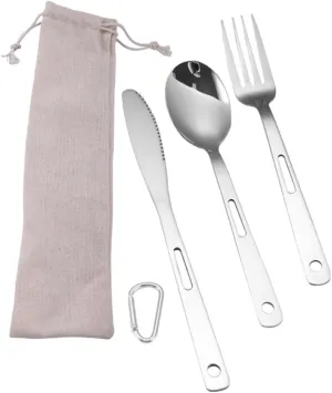 Travel Cutlery for Outdoor 5pcs Stainless Steel Spoon Knife Fork Compact Camping Tableware Set