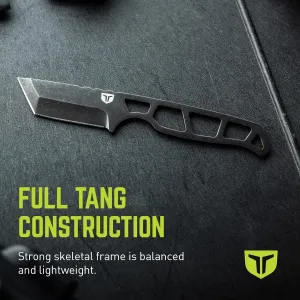 TRUE NEKKID Tanto Knife - Everyday Carry, EDC, 2.92" Blade, TraxGrip Handle Scales, Daily Cutting, Removable Clip, Black
