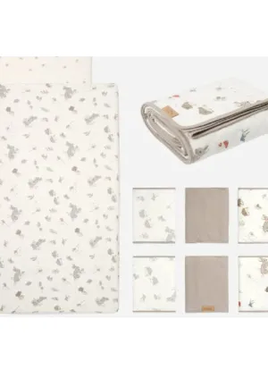 Tutti Bambini  Cot Bed Bundle - 2pk Sheets, Coverlet, Cot Wraps