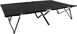 Two Person Folding Sun Lounger Black Steel,Double Camping Cot: Comfortable and Durable for Outdoor Adventures Patio Sun Loungers, Outdoor Seating