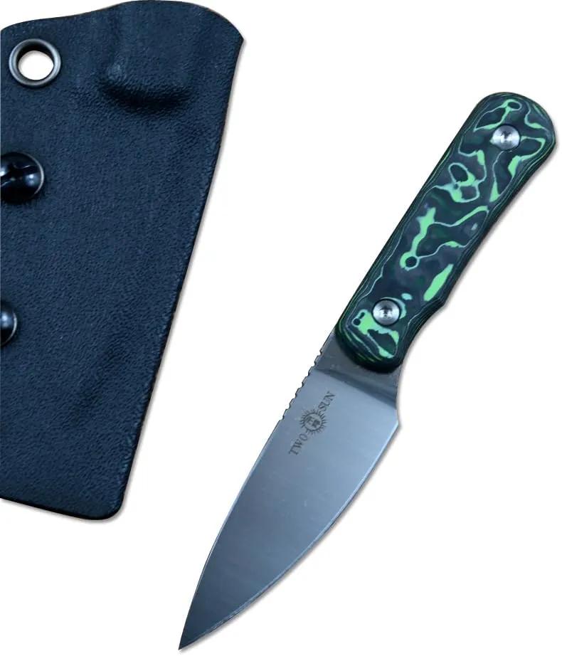 TWO SUN TS150 Fixed Knife M390 Satin Blade Kydex Sheath Outdoor Camping Hunting EDC, green