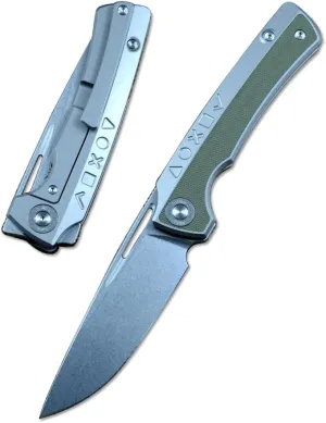 TWO SUN TS471 Folding Knife 14C28N Blade G10 Titanium Handle Hunting Outdoor Ceramic Ball Bearing, green
