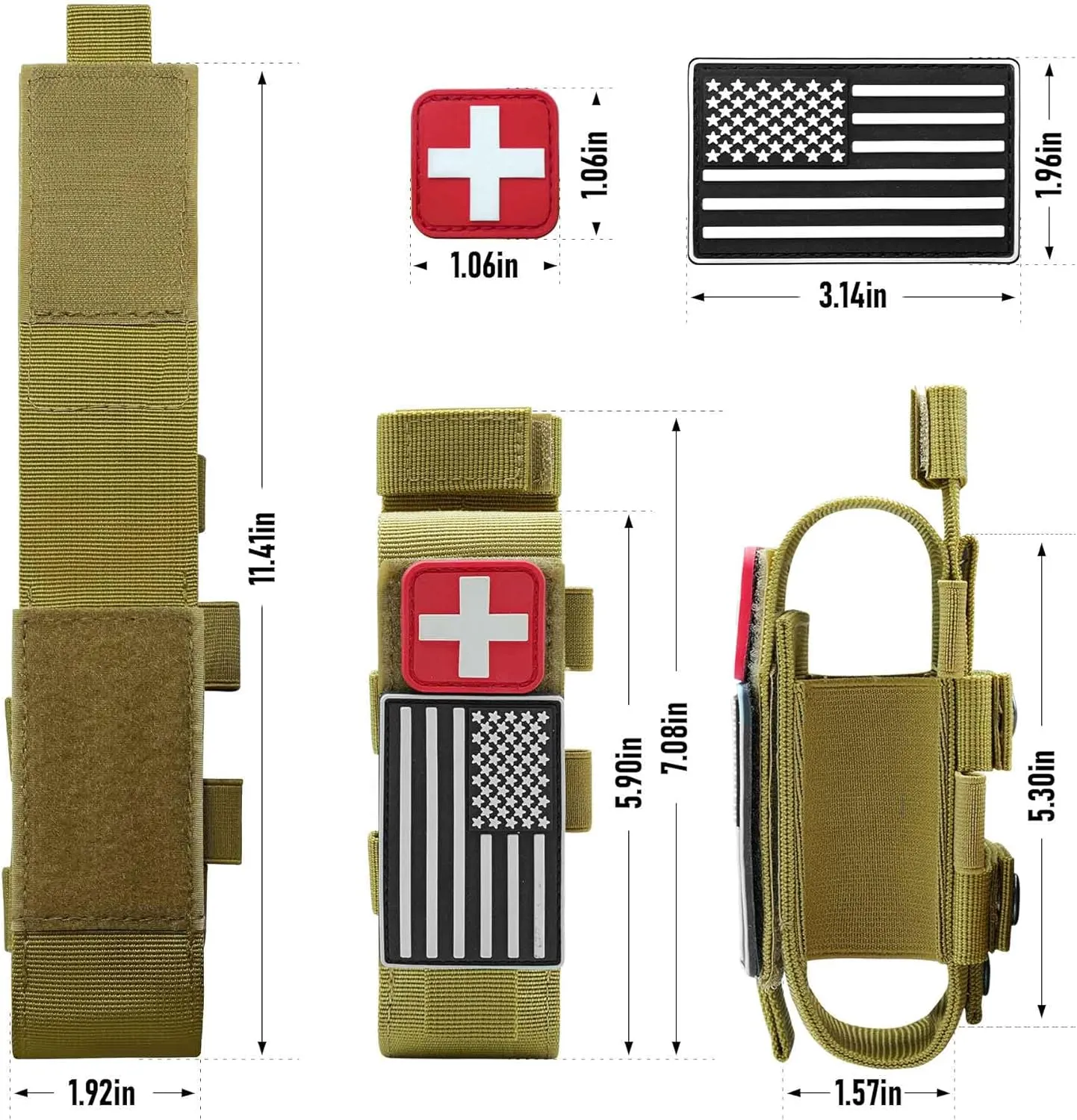 Upgrade 1000D Laser Cut Molle Tourniquet Holder, Heavy Duty Tactical Molle Tourniquet Pouch Holder