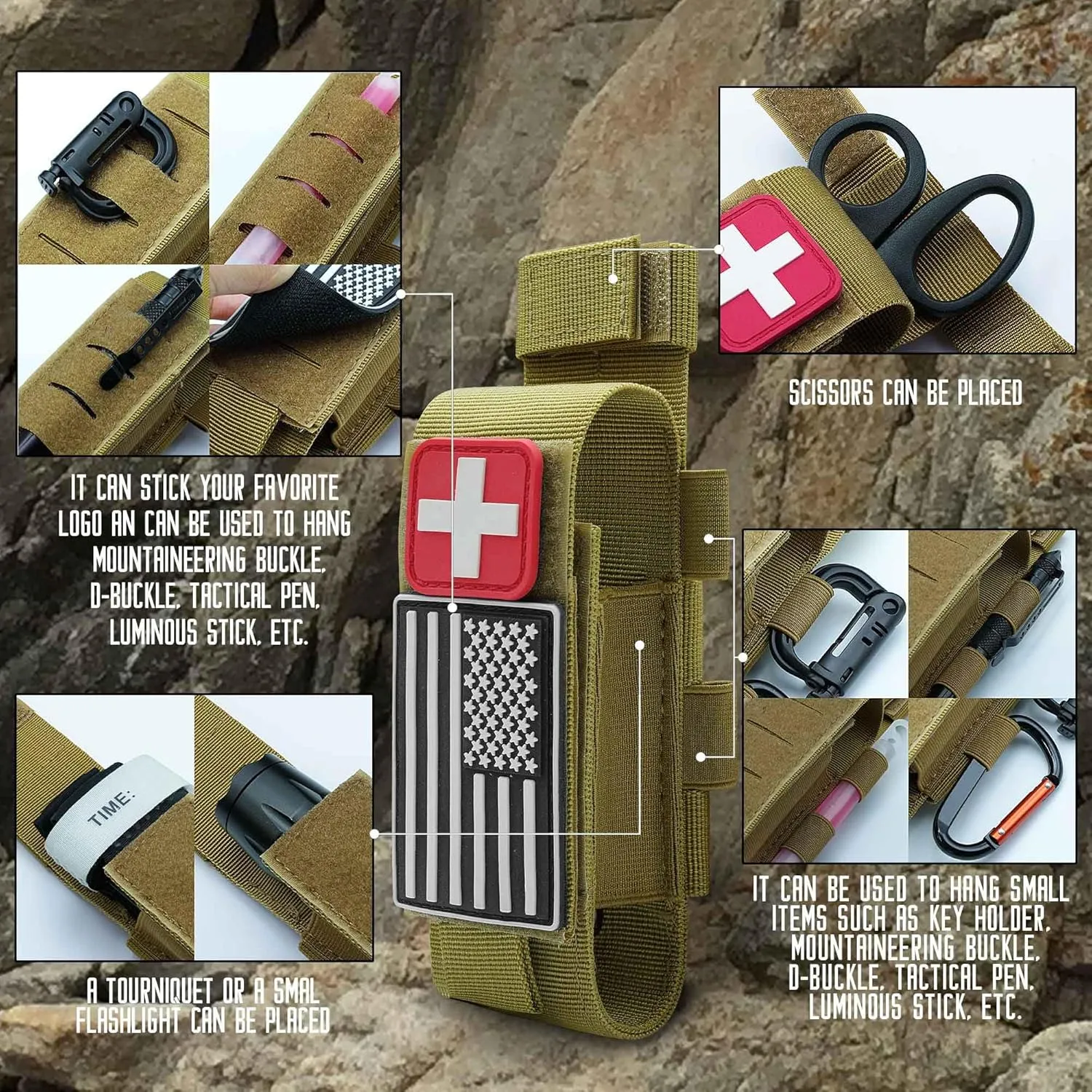 Upgrade 1000D Laser Cut Molle Tourniquet Holder, Heavy Duty Tactical Molle Tourniquet Pouch Holder