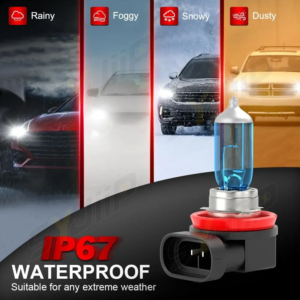 Upgraded Halogen Headlight Bulbs For Honda Civic 2016 2017 2018 2019 2020 2021 2022 2023, 9005 High Beam H11 Low Beam Headlamp Lights, 6000K White, 300% Brightness, Plug N Play, 55W, 4-Pack