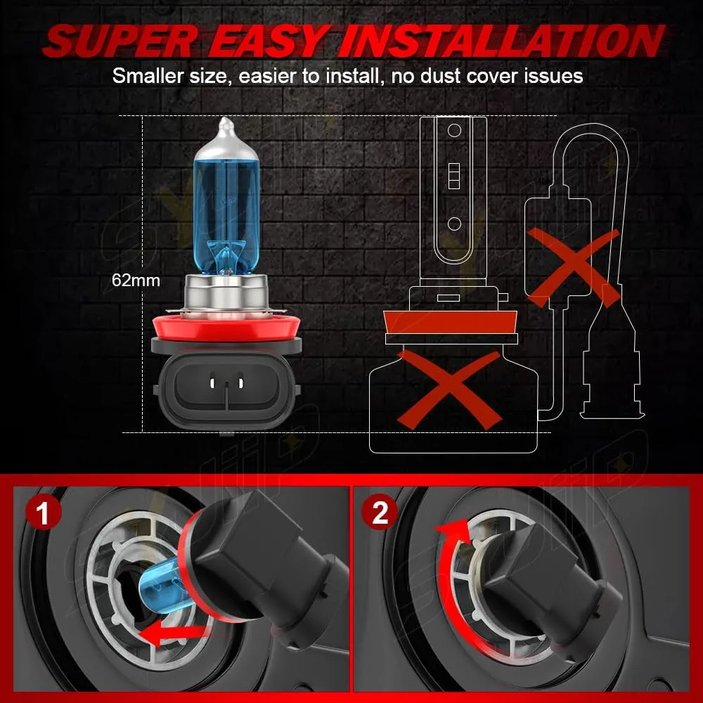 Upgraded Halogen Headlight Bulbs for Nissan Sentra 2013 2014 2015 2016 2017 2018 2019 2020 2021 2022, H9 High Beam H11 Low Beam, Halogen Headlamp Lights, 6000k White Bright, 300% Brightness, 4-Pack
