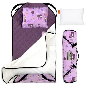 Urban Infant Tot Cot Kids Nap Mat - Toddler Preschool Daycare Bedding Cover with Blanket and Pillow - Violet