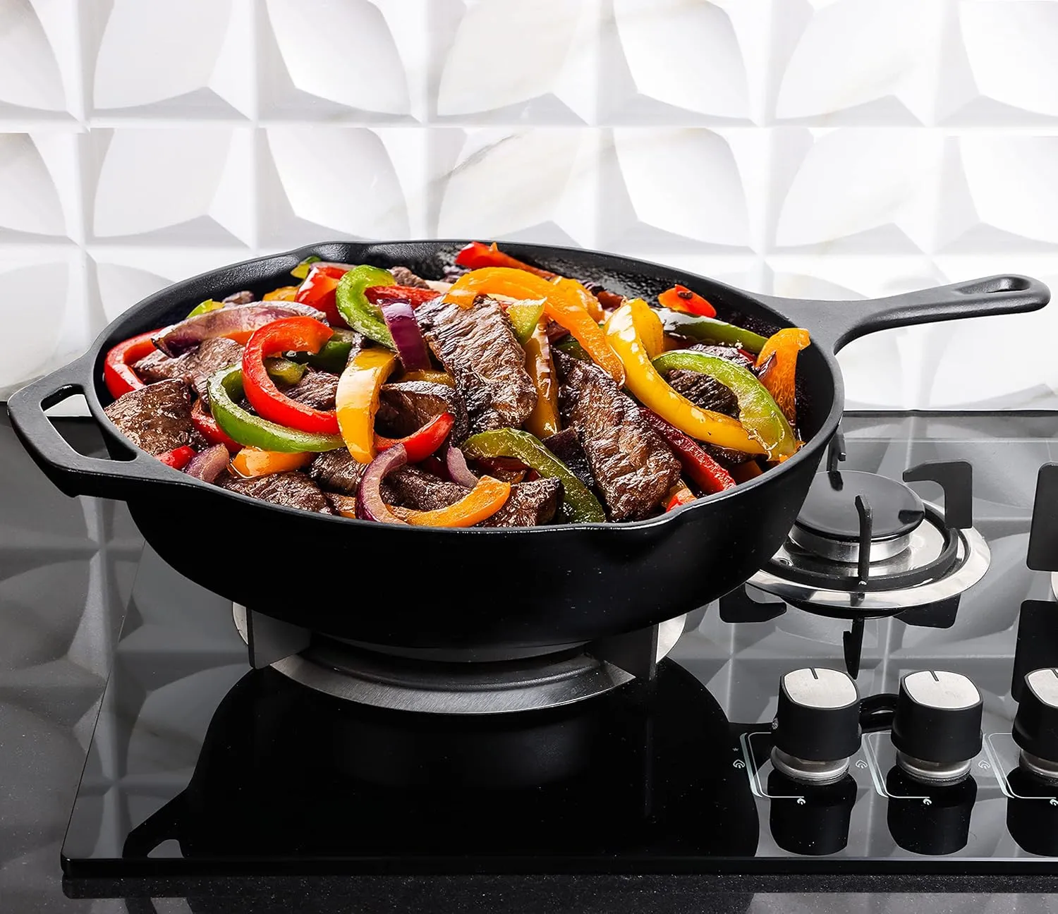 Utopia Kitchen Cast Iron Frying Pan 12 Inch, Cast Iron Chefs Pan, Pre Seasoned Skillet, Safe Grill Cookware for Indoor & Outdoor Use, Black
