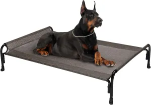 Veehoo XL Outdoor Elevated Dog Bed, Raised Dog Cot for Extra Large Dogs, Cooling Washable Waterproof Pet Hammock Beds with Slope Headrest, Breathable Mesh and Sturdy Frame, X-Large, Brown, CWC2204