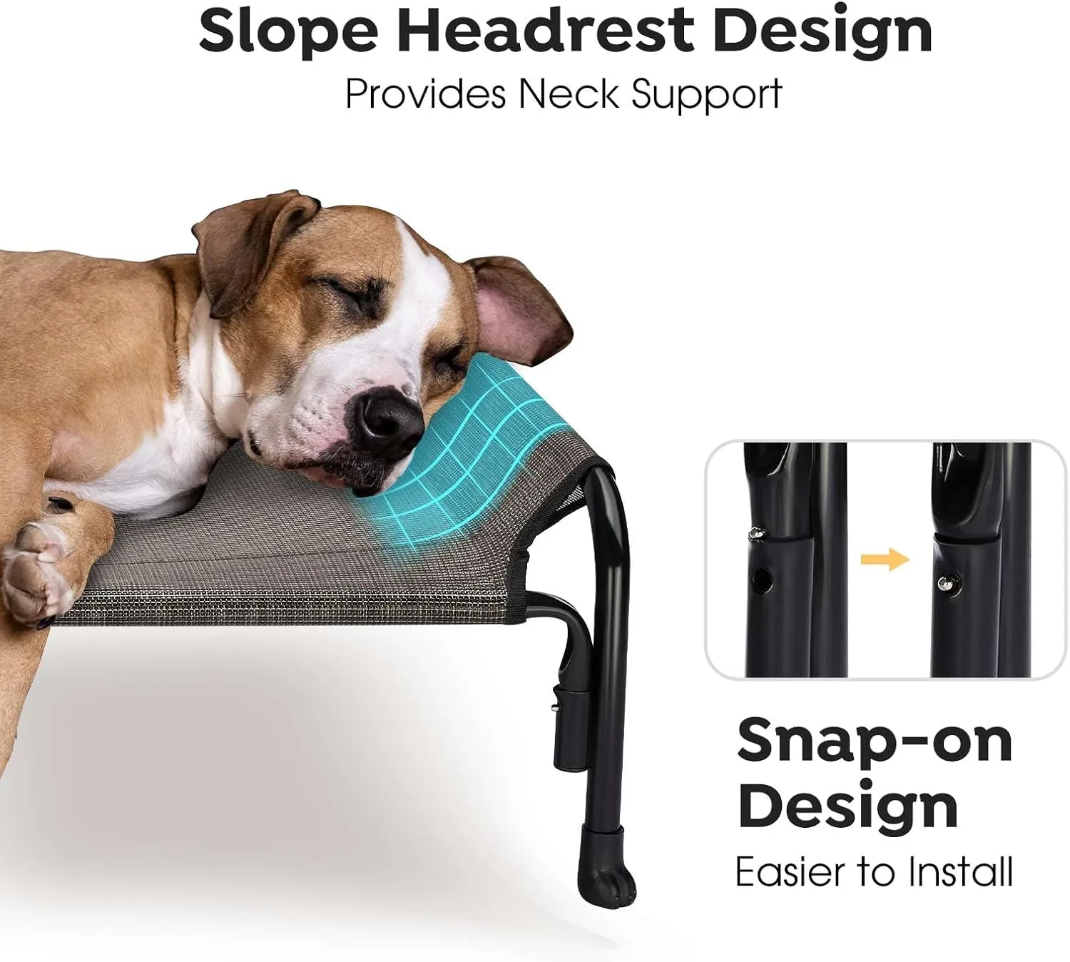 Veehoo XL Outdoor Elevated Dog Bed, Raised Dog Cot for Extra Large Dogs, Cooling Washable Waterproof Pet Hammock Beds with Slope Headrest, Breathable Mesh and Sturdy Frame, X-Large, Brown, CWC2204