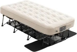 VEVOR Air Mattress with Frame, Inflatable 1 Person Camping Cot with Built-in Pump, Portable Folding Air Beds Supports 300 lbs, Blow Up Anywhere Bed for Guests Camping Travel Indoor & Outdoor Use
