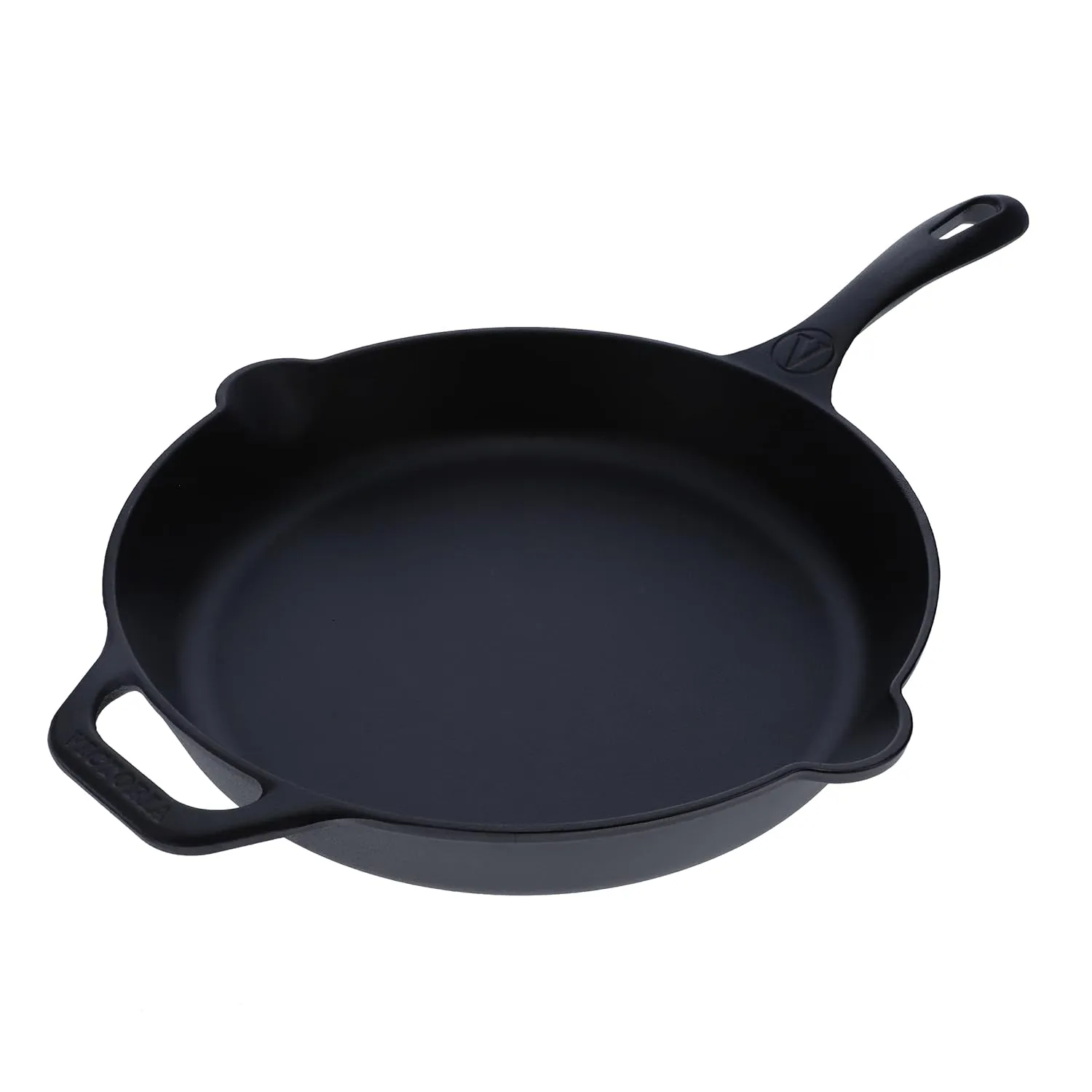 Victoria Cast Iron Skillet Large Frying Pan with Helper Handle Seasoned with 100% Kosher Certified Non-GMO Flaxseed Oil, 12 Inch, Black