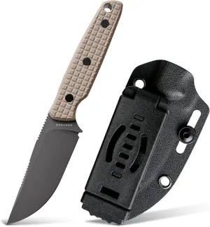 Vosteed Mink EDC Fixed Blade Knife - 3.33” 14C28N Blade with Sheath, Clip Point, Sand G10 Handle - Great Knives for Camping Hunting - D0107