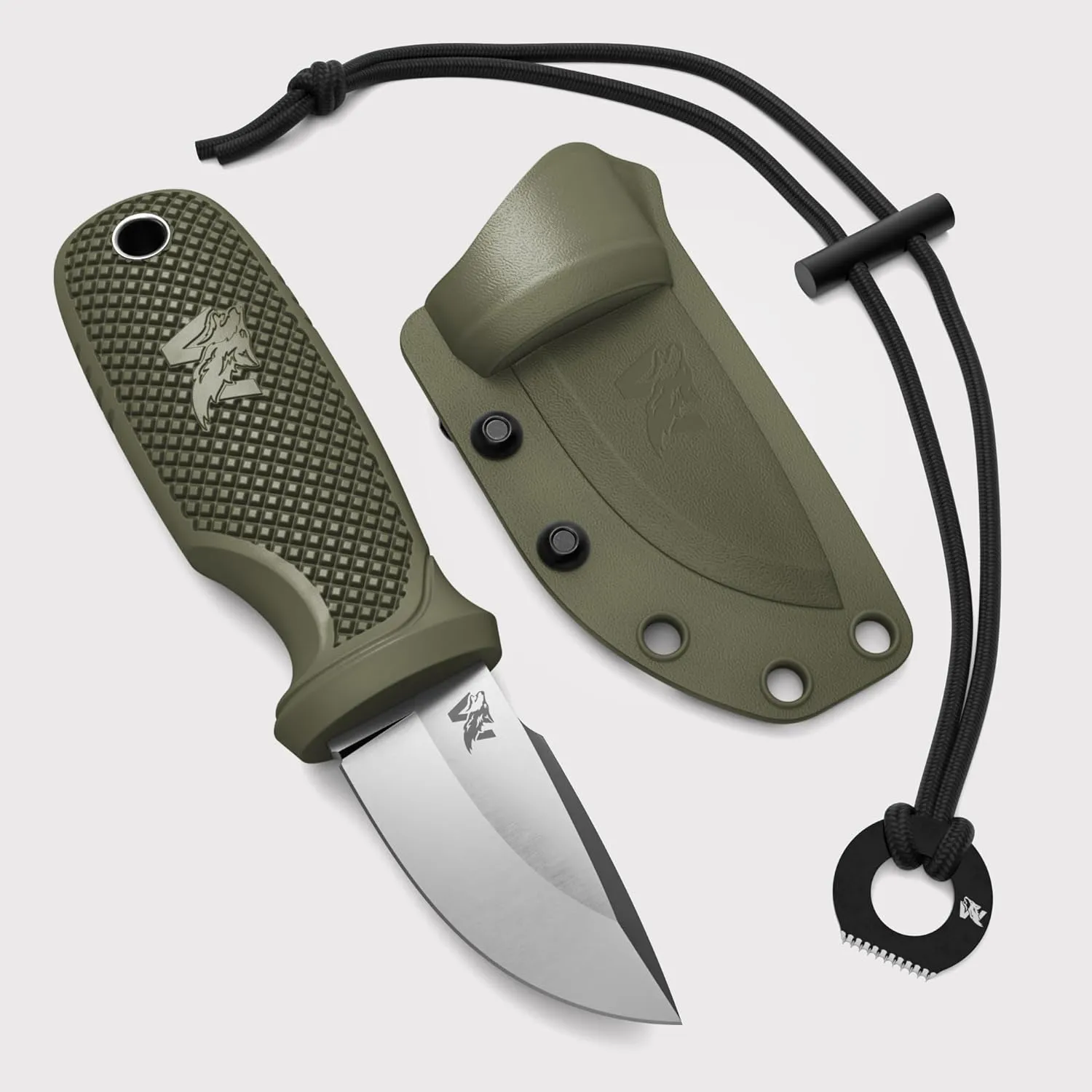 W-MINI - EDC Neck Knife with Sheath and Necklace - Small EDC Fixed Blade Knife Necklace and Belt Clip - Pocket Fixed Blade Knives - Full Tang Neck Knife with Sheath Tactical and Fire Starter