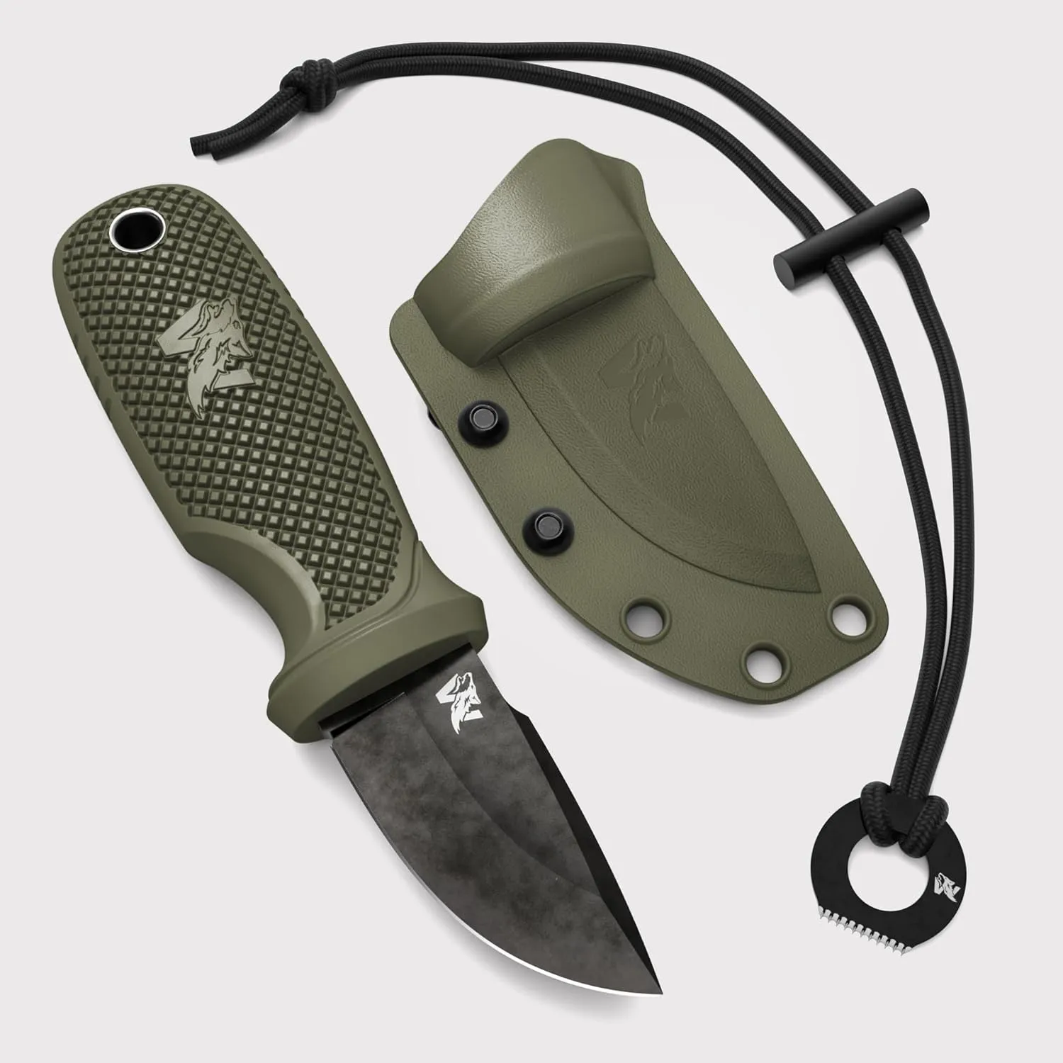 W-MINI - EDC Neck Knife with Sheath and Necklace - Small EDC Fixed Blade Knife Necklace and Belt Clip - Pocket Fixed Blade Knives - Full Tang Neck Knife with Sheath Tactical and Fire Starter
