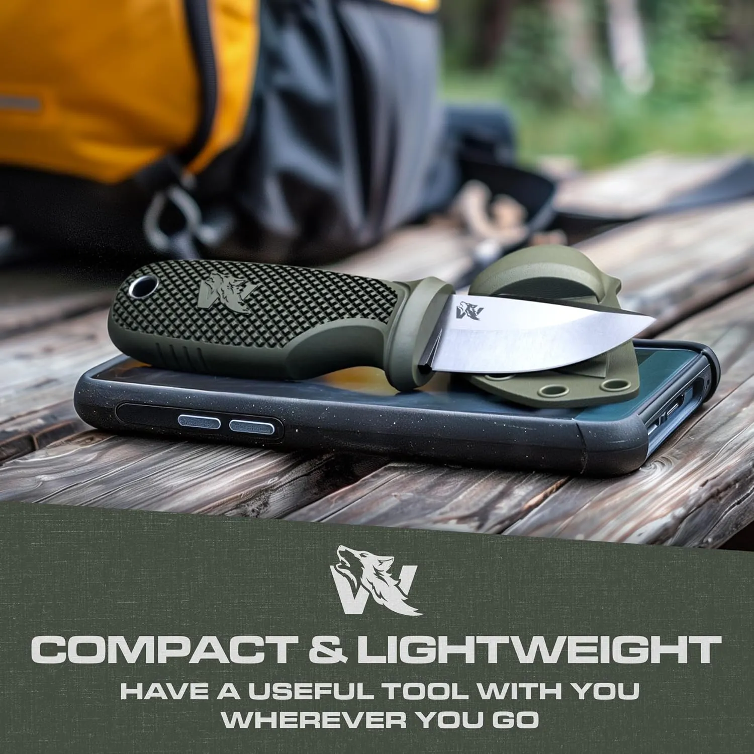 W-MINI - EDC Neck Knife with Sheath and Necklace - Small EDC Fixed Blade Knife Necklace and Belt Clip - Pocket Fixed Blade Knives - Full Tang Neck Knife with Sheath Tactical and Fire Starter