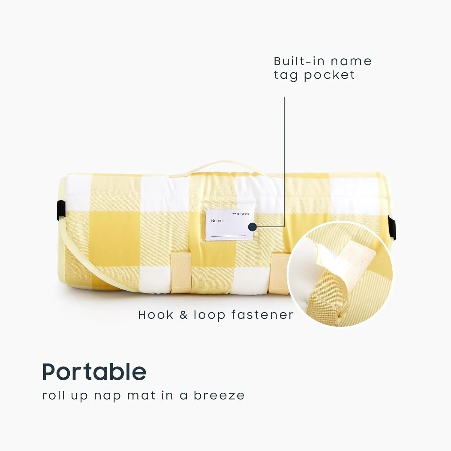 Wake In Cloud - Cot Nap Mat with Pillow and Blanket, for Toddler Kids Boys Girls in Daycare Kindergarten Preschool Pre K with Elastic Corner Straps, Buffalo Check Plaid