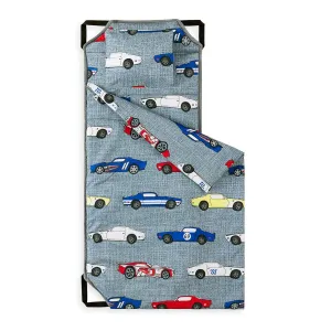 Wake In Cloud - Cot Nap Mat with Pillow and Blanket, for Toddler Kids Boys Girls in Daycare Kindergarten Preschool Pre K with Elastic Corner Straps, Cars Vehicles Trains Airplanes, Grey