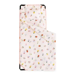 Wake In Cloud - Cot Nap Mat with Pillow and Blanket, for Toddler Kids Boys Girls in Daycare Kindergarten Preschool Pre K with Elastic Corner Straps, Cute Colorful Strawberry, Light Pink