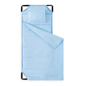 Wake In Cloud - Cot Nap Mat with Pillow and Blanket, for Toddler Kids Boys Girls in Daycare Kindergarten Preschool Pre K with Elastic Corner Straps, Solid Plain Color, Light Blue