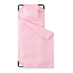 Wake In Cloud - Cot Nap Mat with Pillow and Blanket, for Toddler Kids Boys Girls in Daycare Kindergarten Preschool Pre K with Elastic Corner Straps, Solid Plain Color, Pink
