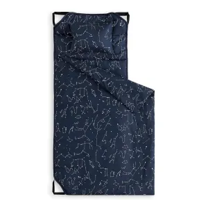 Wake In Cloud - Cot Nap Mat with Pillow and Blanket, for Toddler Kids Boys Girls in Daycare Kindergarten Preschool Pre K with Elastic Corner Straps, Spaces Stars Planet Galaxy, Navy Blue