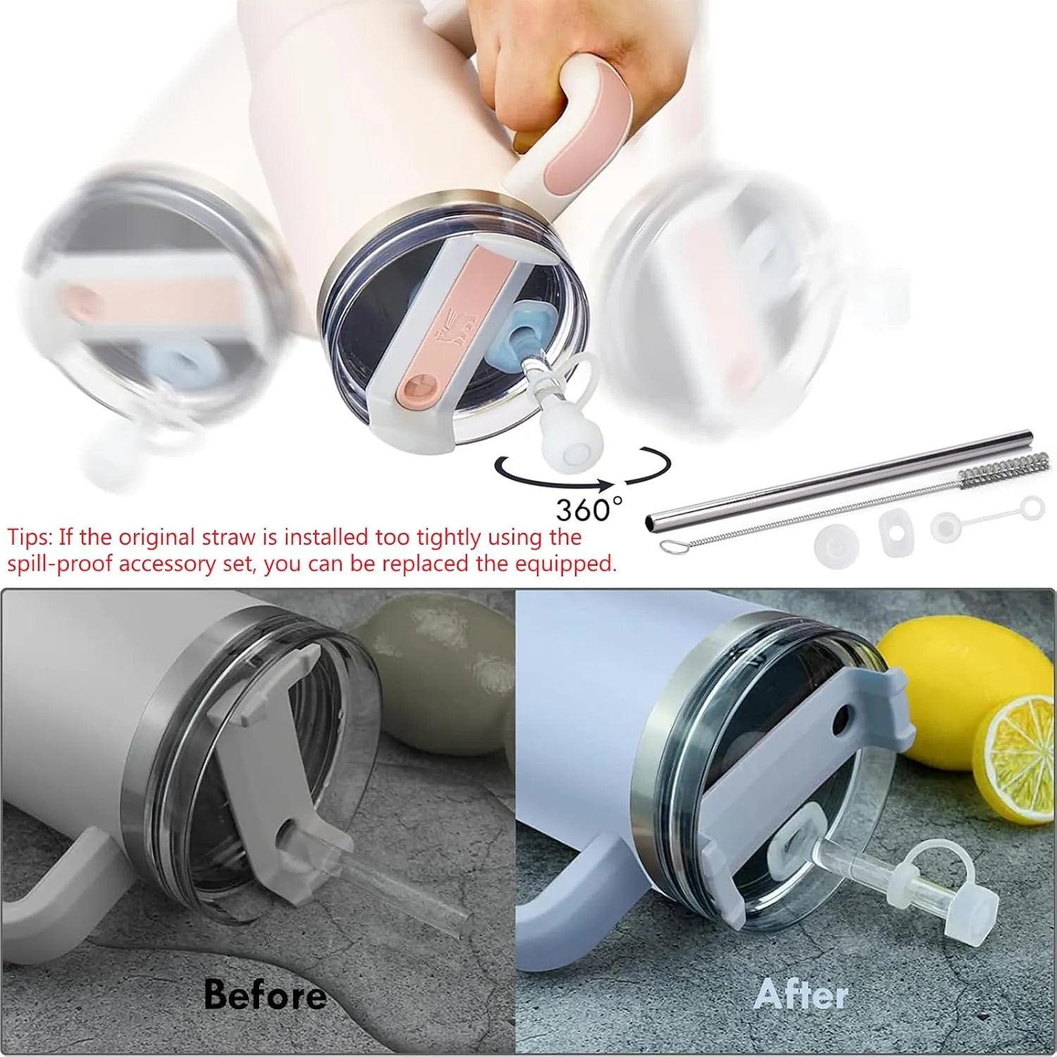 Water Bottle Carrier Bag with Phone Pocket for Stanley 30oz, Insulated Neoprene Water Bottle Holder Pouch with Adjustable Strap Bollus with Straw Cover & Carabiner for Stanley Cup