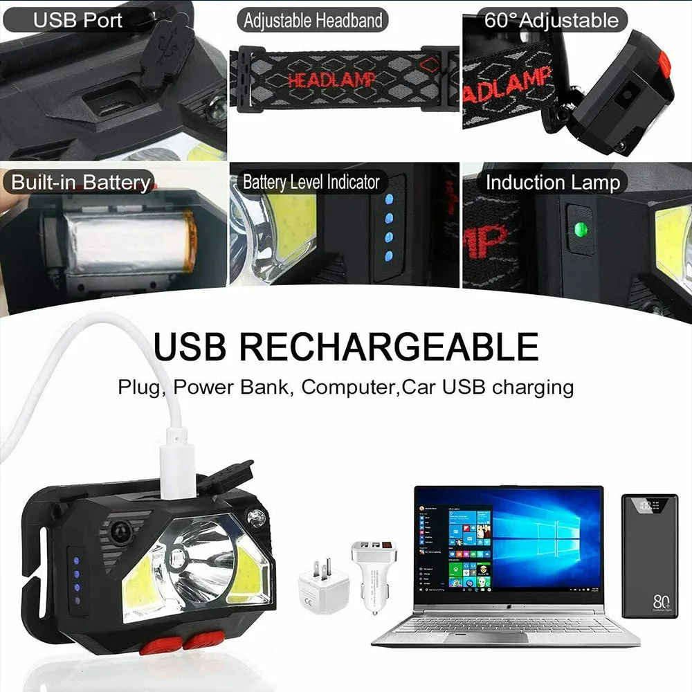 Waterproof USB Rechargeable LED Head Lamp