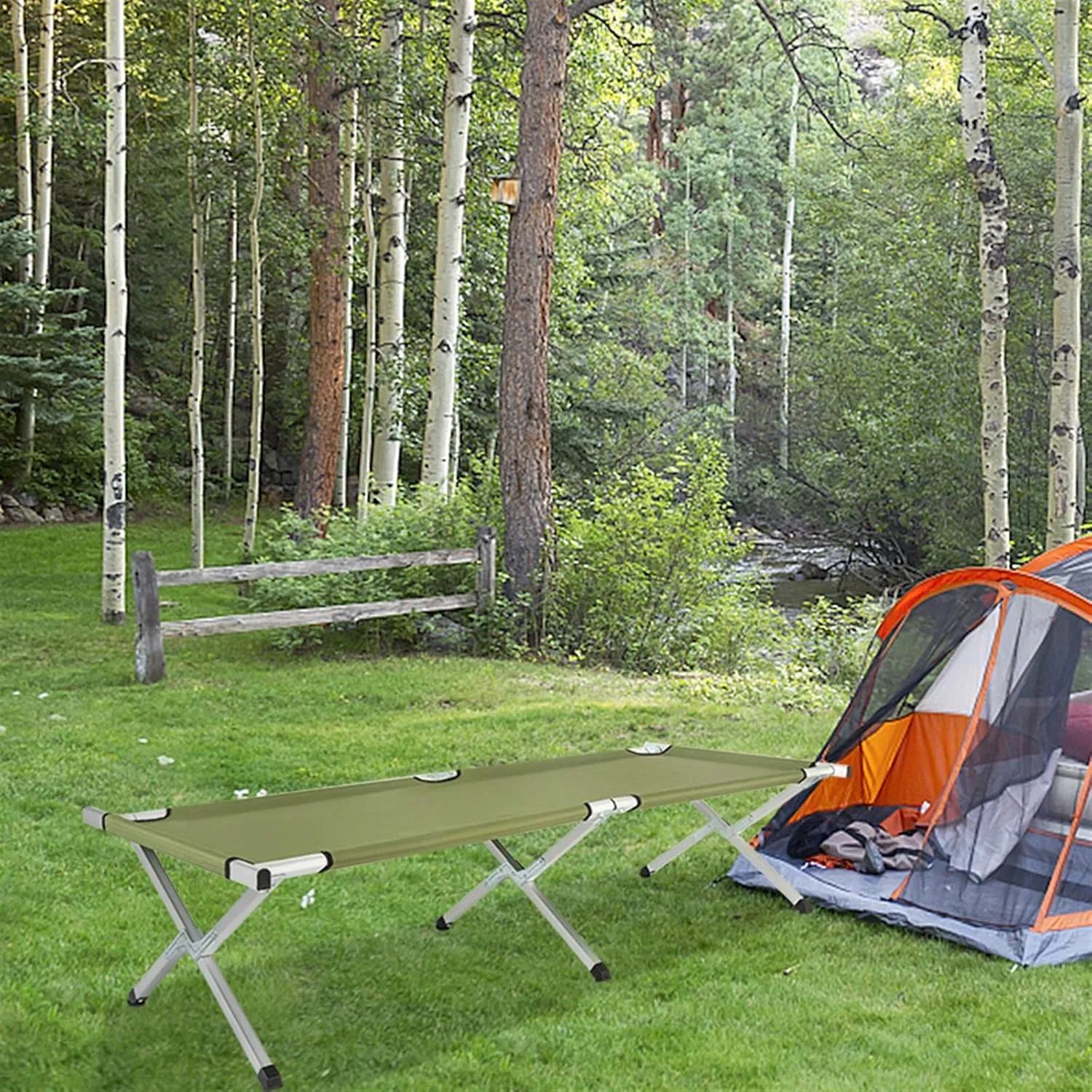 WEI WEI GLOBAL Portable Folding Camp Bed Cot with Carry Bag, Green