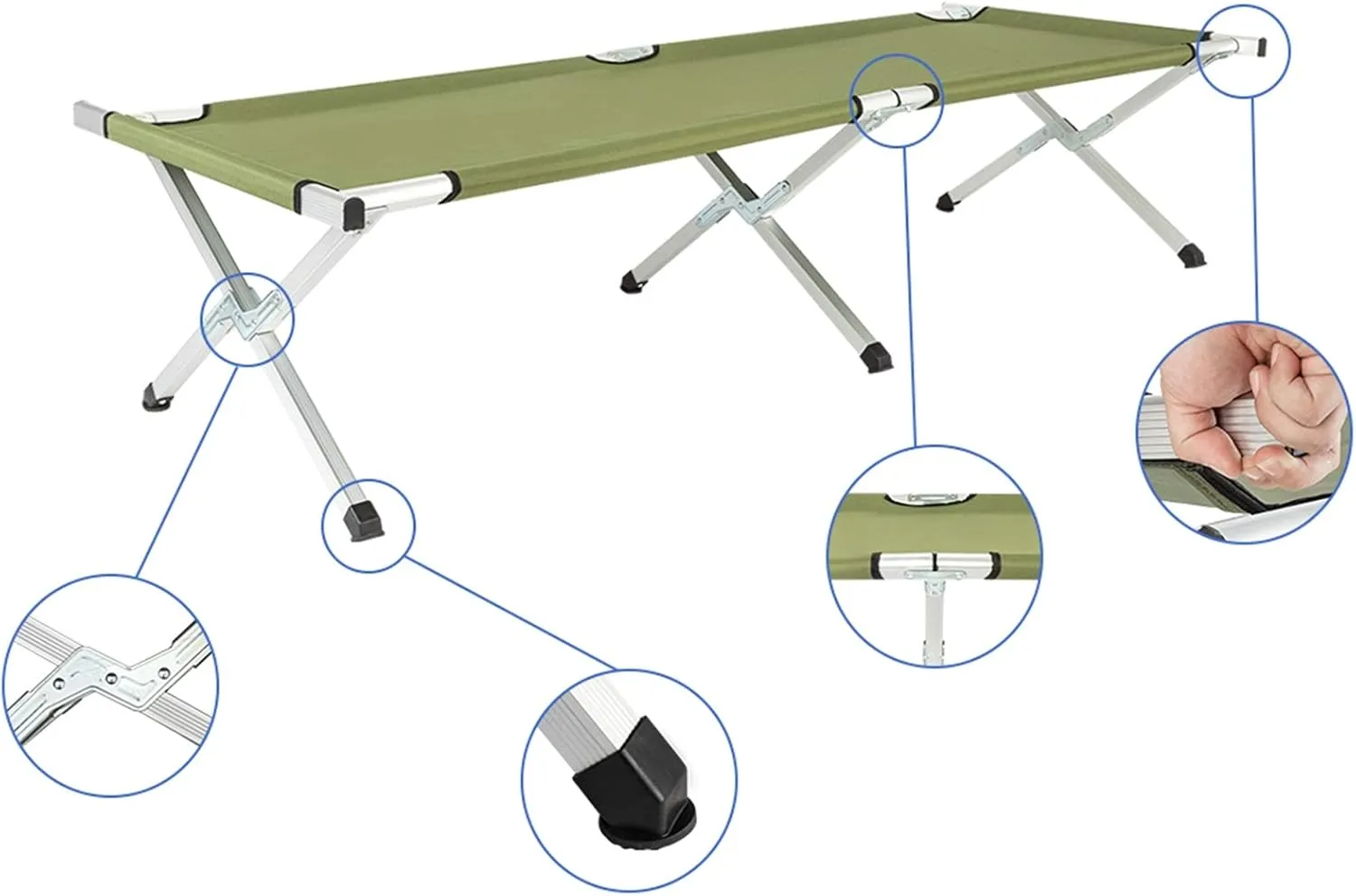 WEI WEI GLOBAL Portable Folding Camp Bed Cot with Carry Bag, Green