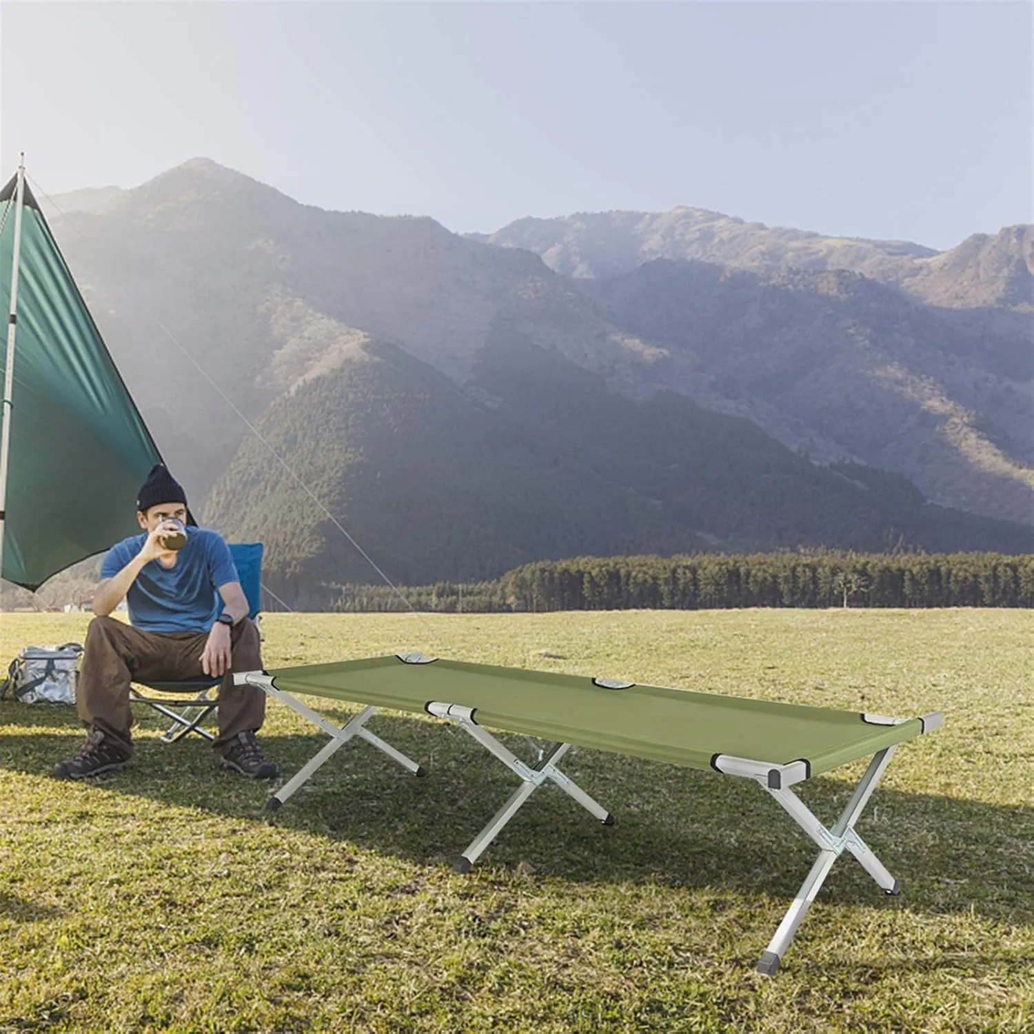 WEI WEI GLOBAL Portable Folding Camp Bed Cot with Carry Bag, Green