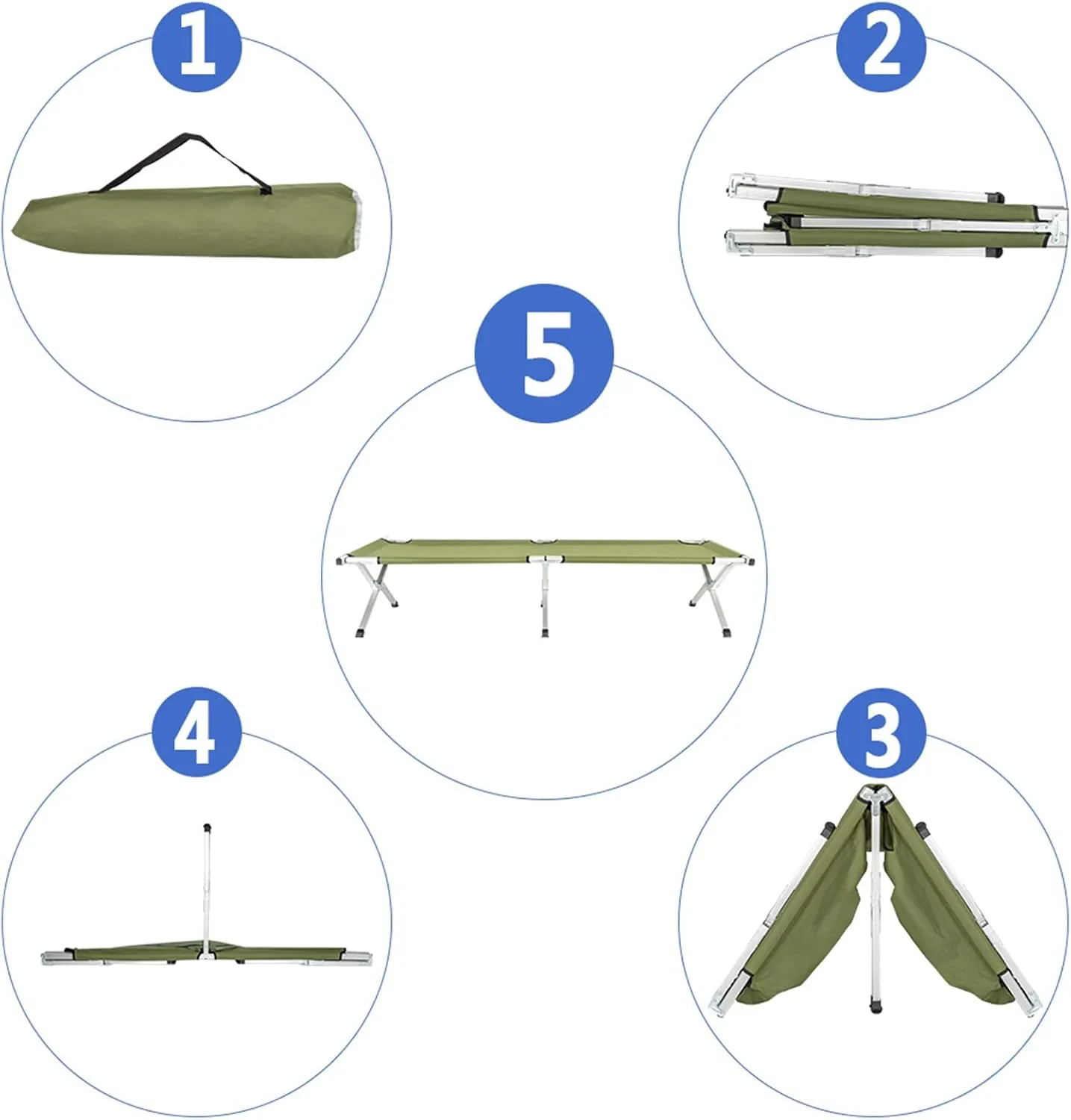 WEI WEI GLOBAL Portable Folding Camp Bed Cot with Carry Bag, Green