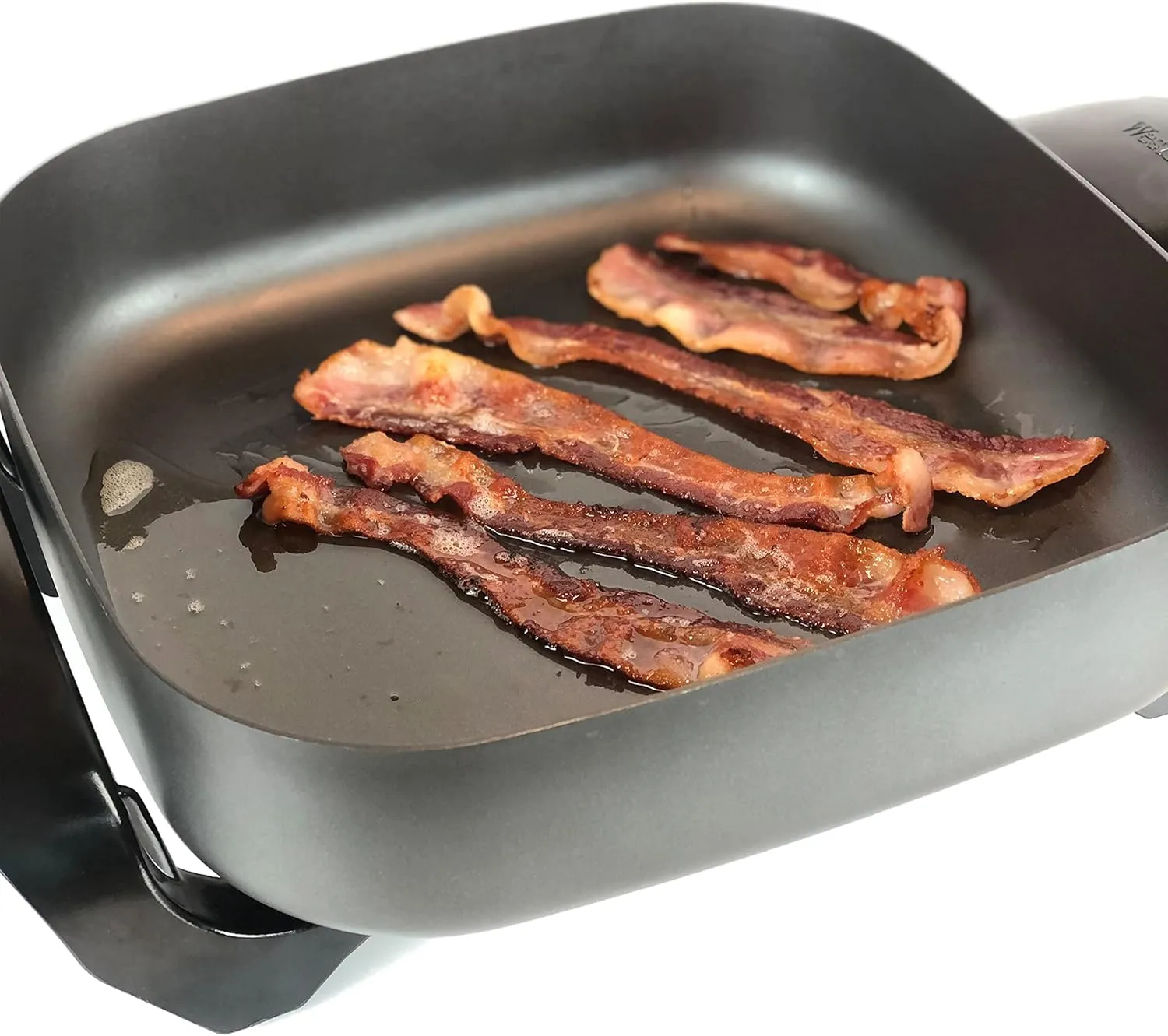 West Bend Electric Skillet Family-Sized 3-Inch Deep with Diamond Shield Scratch-Resistant Non-Stick Finish & Grease Channel for Healthier Cooking, 12-Inch, Gray