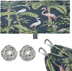 White and Pink Flamingos Camping Hammock Single Portable Hammocks 330 lbs Capacity with 2 Tree Straps and Attached Carry Bag,Perfect for Outdoor,Indoor,Beach,Camping,Travel