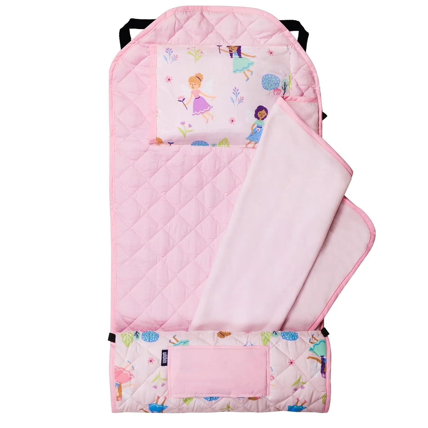 Wildkin Modern Kids Nap Mat – Soft Cotton Blend with Pillow & Elastic Straps for School & Travel - Fairy Garden