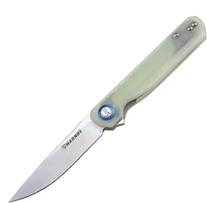Wind Pocket Knife Flipper Sandvik Steel G10 Handle Folding Knife Ball Bearing with 2-Position Clip for Camping Survival and EDC (Transparent Cyan)
