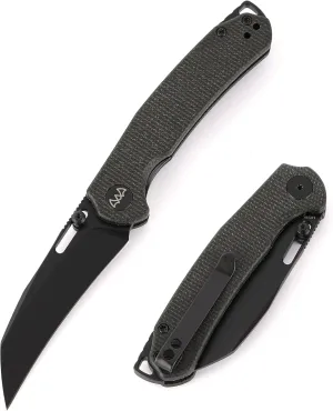 WIXCO Pocket Knife,3.1" Stonewash Blade Folding Knife Survival Knife with Micarta Handle and Pocket Clip,EDC Knives for Hunting Camping Survival Outdoor Fishing Hiking
