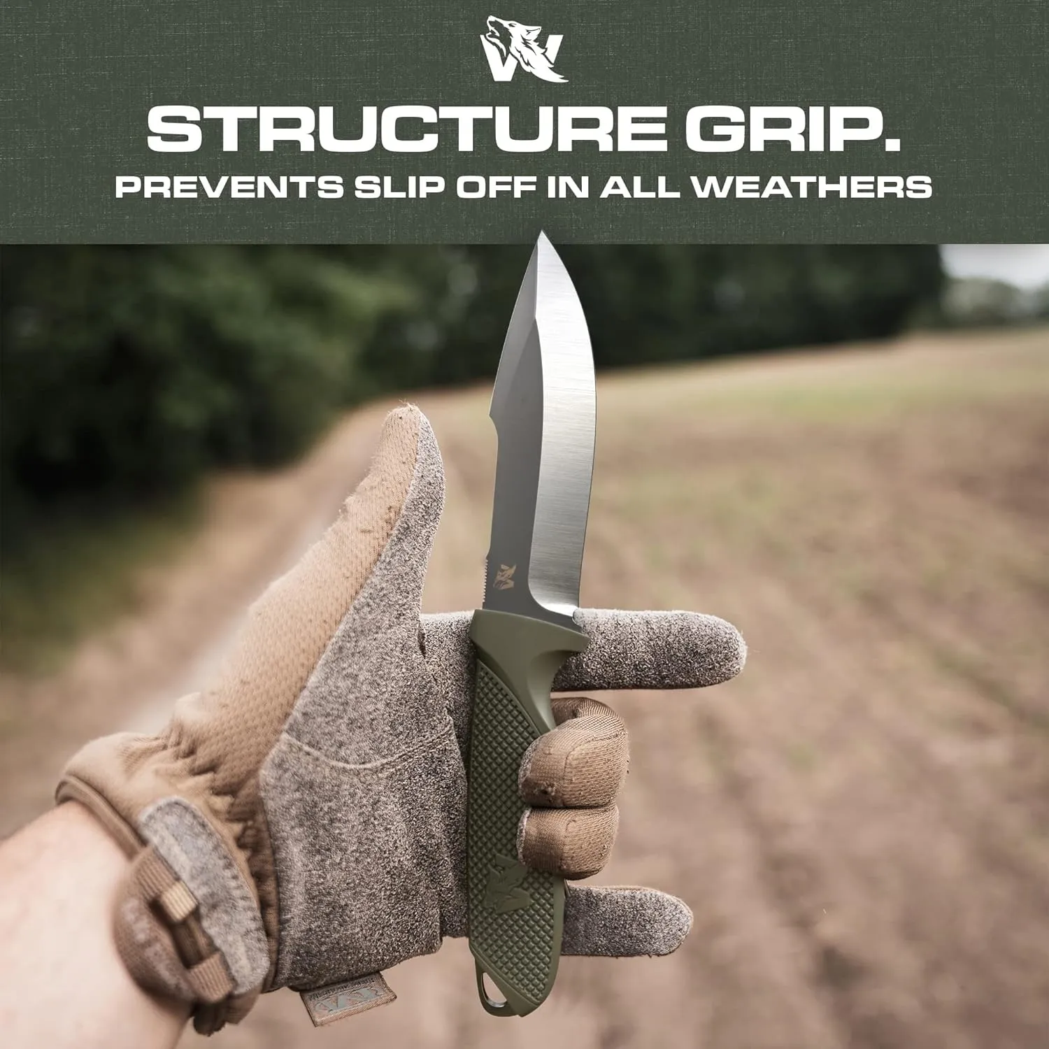 WOLF-I Full Tang Survival Knife with Sheath - Stylish Tactical Fixed Blade Knife - Made of D2 Steel - Bushcraft and Camping Knife Survival - Perfect EDC Outdoor Knife with TPE Handle
