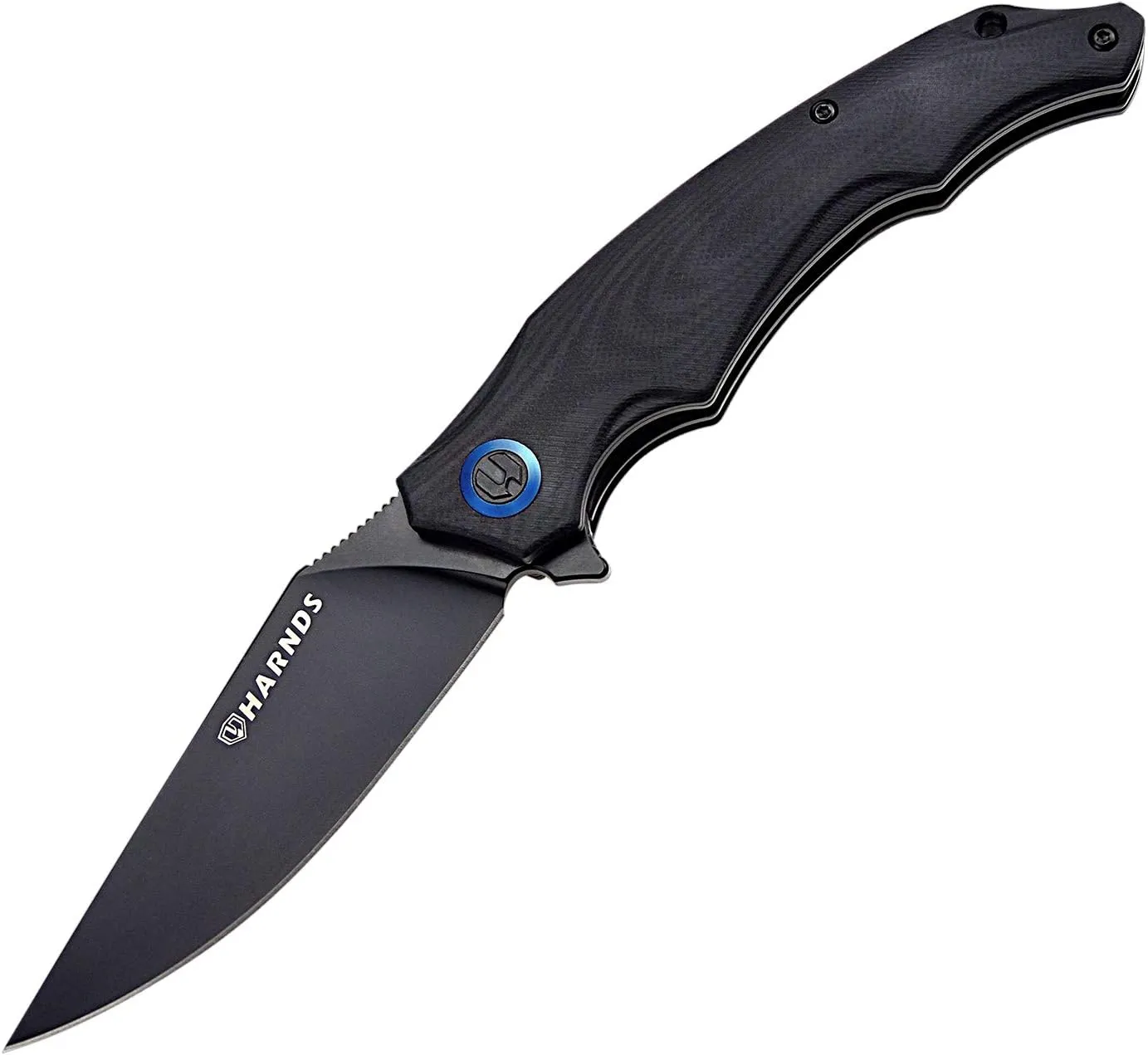 Wolverine Folding Knife Flipper Sandvik Steel Blade G10 Handle Pocket Camping Knife Ball Bearing with Pocket Clip (black black titanium)