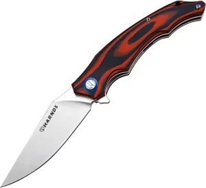 Wolverine Folding Knife Flipper Sandvik Steel Blade G10 Handle Pocket Camping Knife Ball Bearing with Pocket Clip (black red satin)