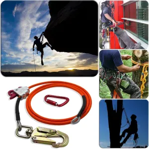 XKMT- 1/2" X 8'Orange Climbing Rope Steel Wire Core With Triple Lock Lanyard Kit Flip line Swivel Snap Arborist [P/N: ET-OUTDOOR003-RAW]